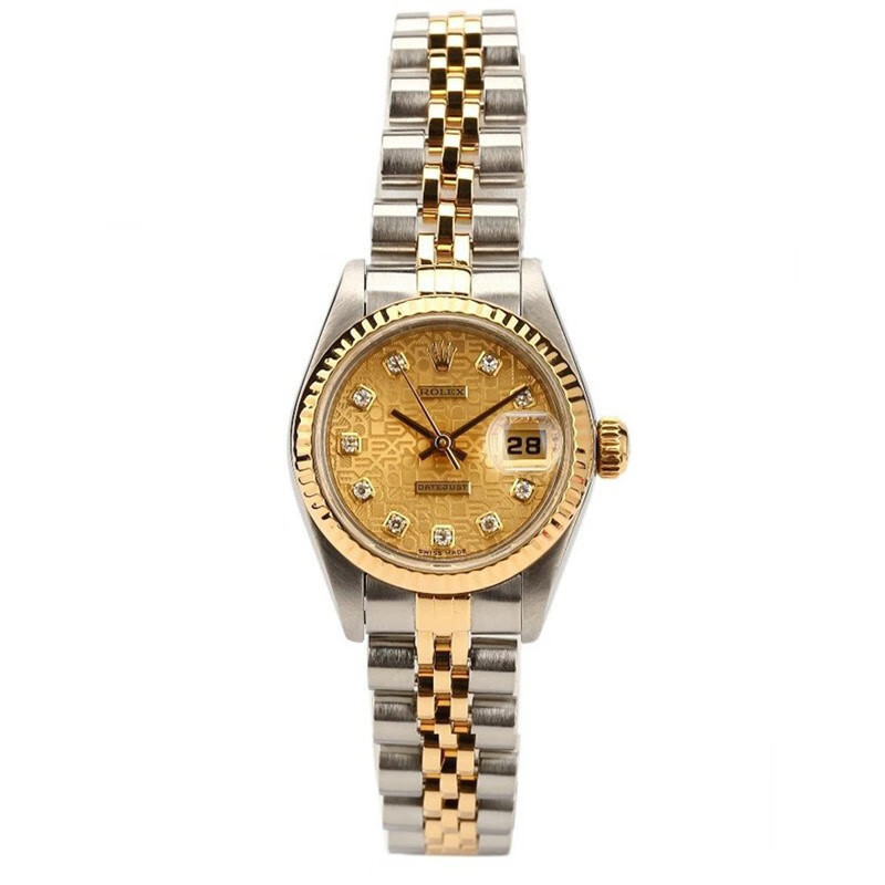 Rolexx Watches 女裝日誌型69173電腦面18K黃金精鋼錶盤26mm自動機械女表 女神款