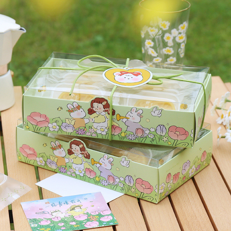 【現貨】【綠豆糕包裝盒】烘焙 6粒個艾草青團包裝盒子 打包盒 綠豆糕常溫蛋糕瑪德琳麵包禮盒