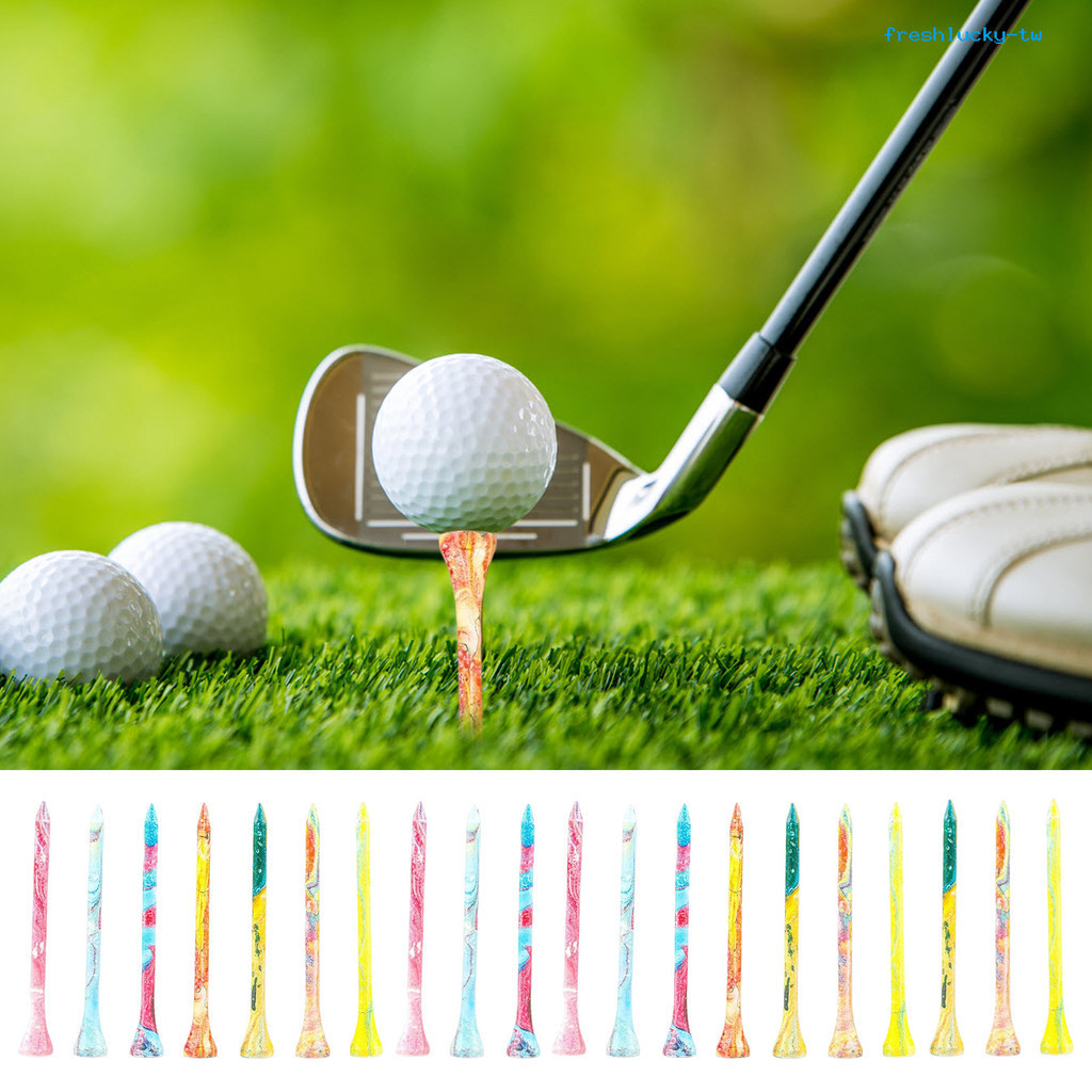 FRE-20pcs高爾夫球釘 炫彩色木Tee球釘座 golf球拖練習用品配件