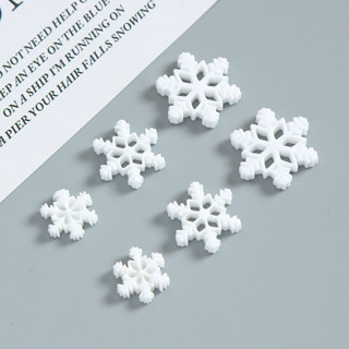 10pcs diy奶油膠聖誕白色雪花片樹脂配件手機殻髮夾頭飾配飾材料批髮