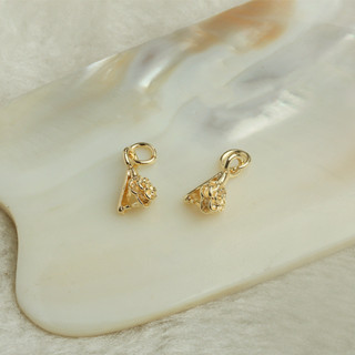 TL-(10pcs)-14k包金保色帶圈玫瑰花瓜子夾扣diy手工飾品配件翡翠平安扣掛件