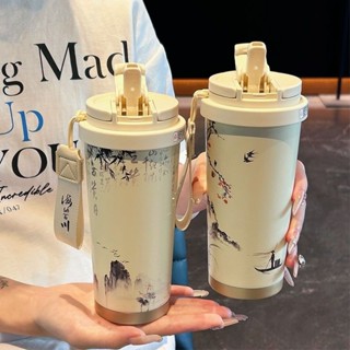 316不銹鋼保溫杯男女生隨行吸管咖啡杯便攜學生手提水杯附茶倉 保溫壺 茶杯吸管杯子隨身杯 環保杯 戶外露營杯生日禮物