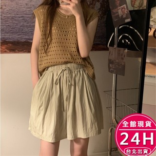 【梨卡】隔日到貨 女裝 短褲 冰絲 休閒褲 運動五分褲 睡褲 高腰褲 涼爽短褲 夏天短褲 舒適GA3949【現貨24H】