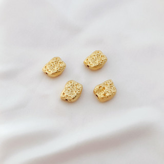 臺灣出貨Hzx-（10個）-18K啞金保色異形不規則石頭形散珠隔珠串珠手鏈項鍊配件DIY古法金