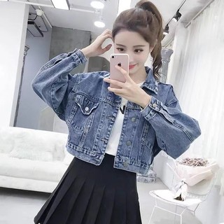 🔥牛仔外套🔥polo長袖 女裝上衣 女裝 牛仔短款 外套女 春鞦季 韓版寬鬆 小個子 顯瘦百搭 高腰牛仔衣 短版外套