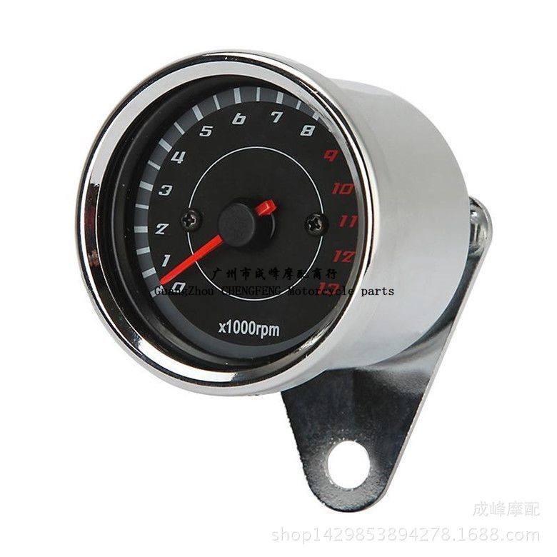 【熱賣】機車改裝電感轉速錶指針式儀表復古轉速錶LED雙色背光12V