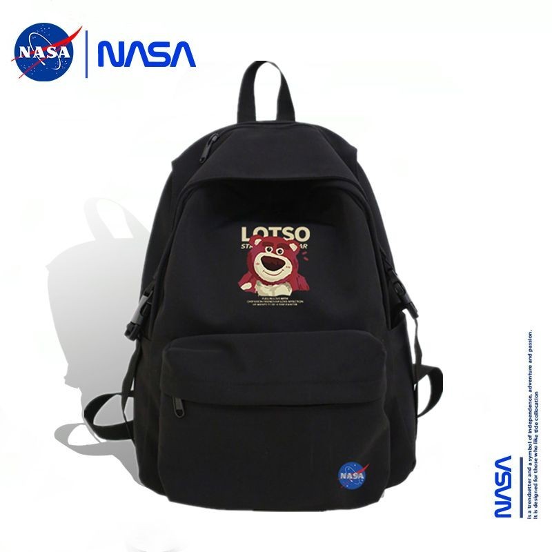 NASA聯名潮牌草莓熊書包女大容量背包休閒初中高中大學生後背包男