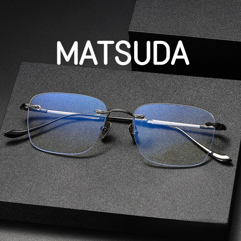 【TOTU眼鏡】無框近視眼鏡架松田MATSUDA同款80956可配度數防藍光復古純鈦眼鏡框 抗藍光眼鏡 鈦鏡框 日系眼鏡