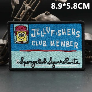 【定制】AQ Spongebob SquarePants Jellyfish Club 3D 刺繡魔術貼補丁/徽章/臂章