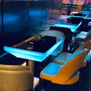 孔氏旗艦店 客製化尺寸 酒吧桌子 KTV茶几 發光茶几 組合桌子 長方形吧檯 卡座 黑色桌子 鋼化玻璃 發光桌子 客廳