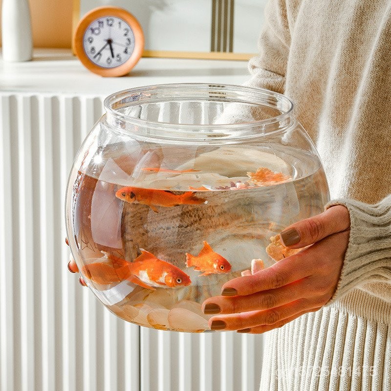 透明塑膠桌面擺件烏龜缸辦公室觀賞魚缸家用圓球形水培植物金魚缸