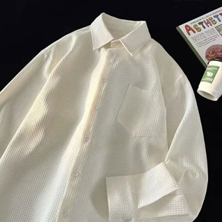 🔥免運 臺灣現貨🔥襯衫男 M-4XL 薄款男士休閒長袖襯衫 韓版修身素面襯衣 男生衣著 薄外套 3色可選 舒適百搭情侶款