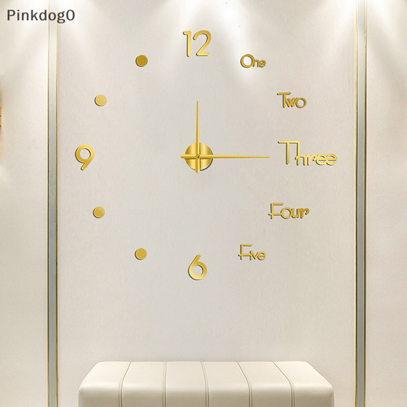 Pi 1 件 3D 掛鐘鏡子牆貼創意 DIY 掛鐘現代設計靜音手錶家居裝飾 og