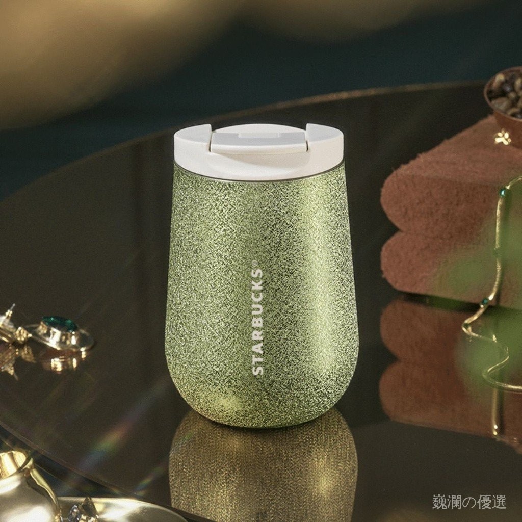 星巴克杯子咖啡寶藏系列晶鑽綠款不鏽鋼隨行杯桌面杯保溫杯馬克杯