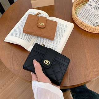 🎆臺灣發貨🎆小香風 PU仿羊皮短夾 錢包短版卡包拉鍊短夾多卡位零錢包 真皮短夾 菱格 皮夾 零錢包新款女士錢包女生