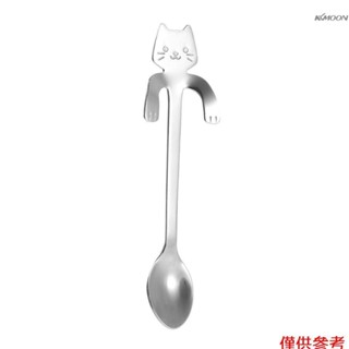 304不鏽鋼咖啡勺 創意可愛貓咪馬克杯攪拌勺手柄可懸掛茶匙