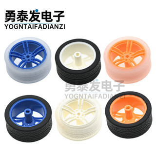 【量大價優】新款智慧小車DIY配件輪子 模型橡膠車輪TT馬達輪胎65*27mm