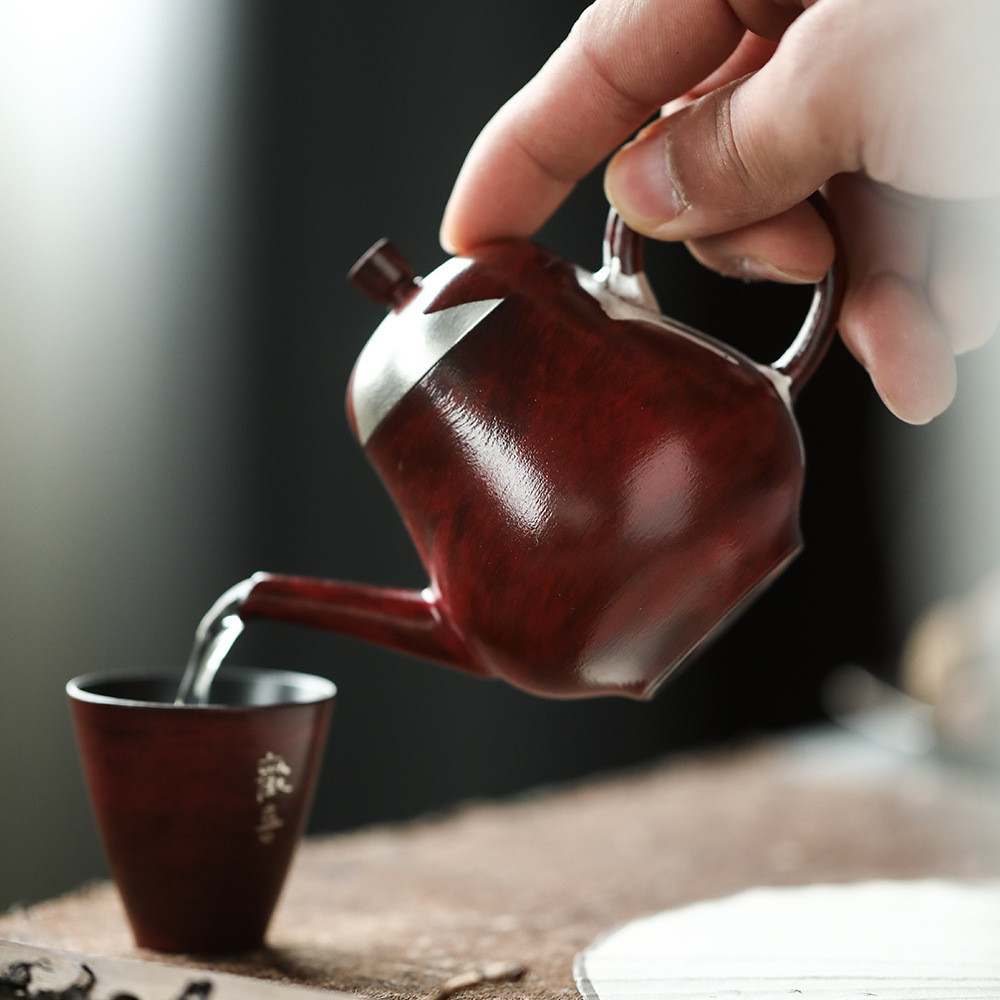 【高檔茶具】故宮紅茶壺手工仿古泡茶壺中式陶瓷家用復古泡茶鎏銀