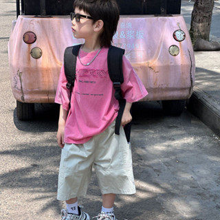 【HOT 本舖】 泰如2024夏季新款韓版男童字母圓領套頭洋氣休閒短袖兒童T恤潮