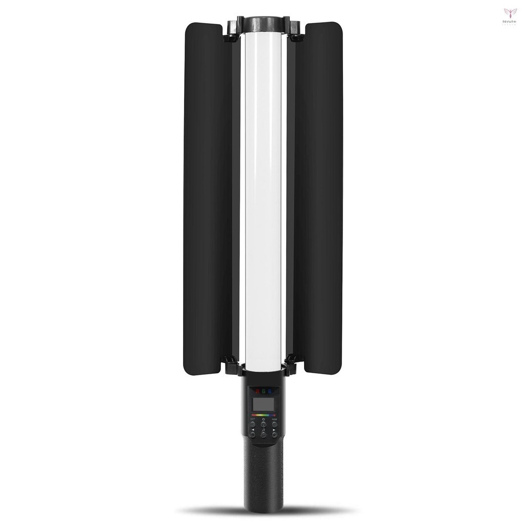 手持式 RGB 燈管 LED 視頻燈棒,帶 Barndoor 3000K-6500K 可調光 18 種燈光效果內置電池,