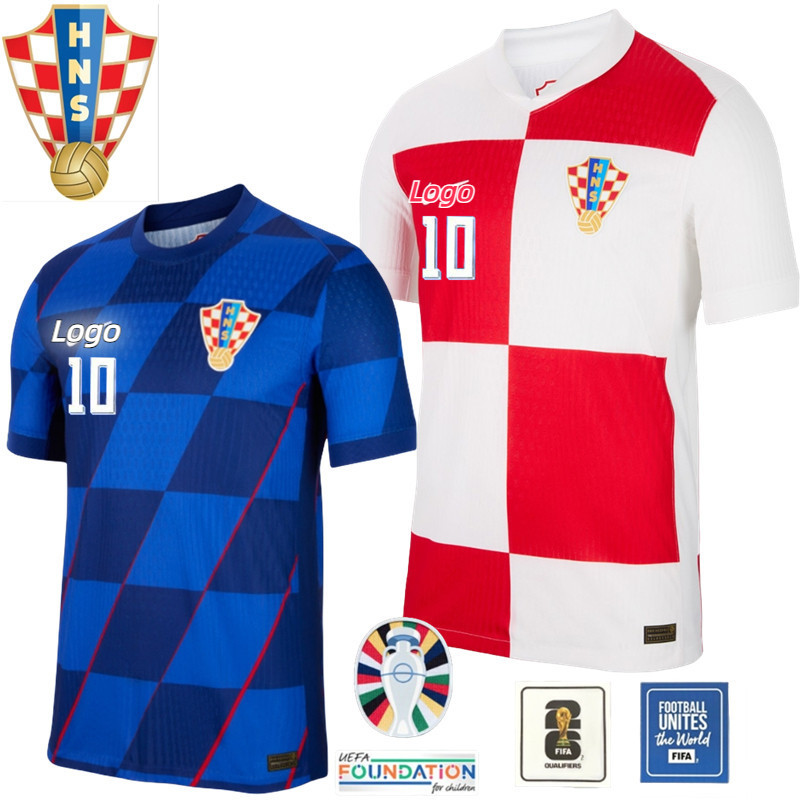 克羅地亞 2024 年歐洲杯主客場球迷發行男式足球球衣