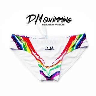D.M男泳褲 超低腰個性彩虹印花潮男泳裝三角性感青年時尚海邊潑水 ATA6
