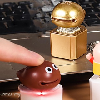Wmes1 機械鍵盤鑰匙扣,電子黃色小雞木製魚鍵盤鑰匙扣,軸測試儀 LED 燈七彩燈指尖按鈕鑰匙圈兒童