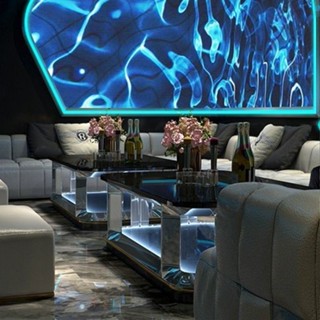 壹加傢俱✨免費印製logo 臺灣公司 KTV酒吧 發光茶几 夜店 清吧 包廂 不鏽鋼茶几 鋼化玻璃 七彩燈光 KTV茶几