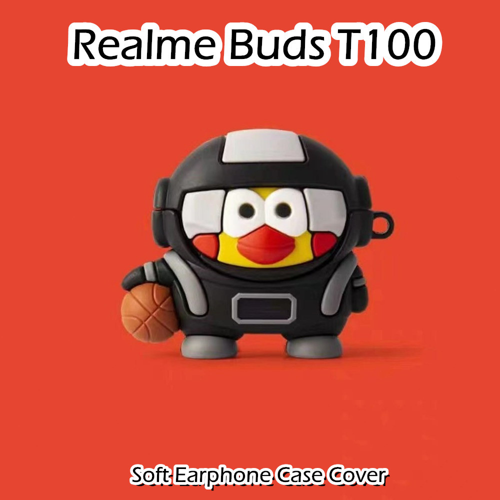 【高品質】適用於 Realme Buds T100 保護套時尚卡通系列軟矽膠耳機保護套 NO.2