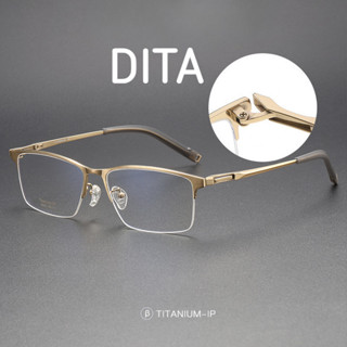[TOTU眼鏡]醋痠縴維眼鏡 金屬框眼鏡 純鈦眼鏡 新款dita80879大臉大框商務半框男士鈦架近視眼鏡框 寬度140