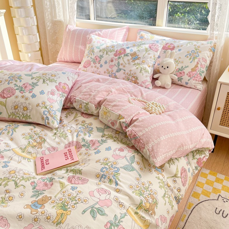 兔子秘密花園 100%純棉床包組 精梳棉床單 床罩組 單人 雙人 加大床包四件組 寢具 被單