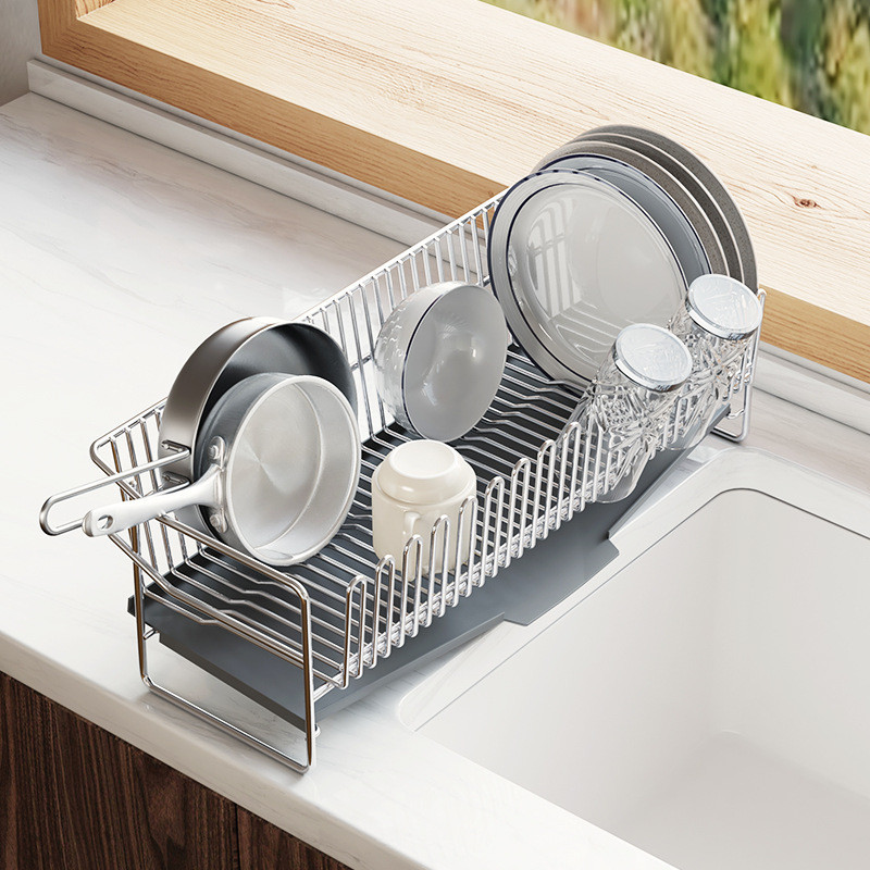 304不銹鋼瀝水架廚房碗架水槽邊碗碟餐具收納架免安裝台面置物架