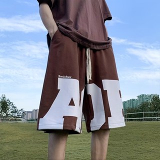 🔥48H出貨 M-8XL 大尺碼短褲男 設計感 潮牌日韓街頭休閒運動短褲 抽繩鬆緊中腰直筒短褲 五分褲 大尺碼男生短褲