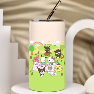 【新品特價】露營三麗鷗保溫杯ins小眾咖啡杯兩用帶蓋吸管杯金屬不鏽鋼冰霸 辦公室飲水杯 學生教室