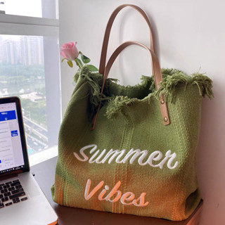 🎀【免運 蝦皮熱賣】【店鋪熱賣】橄欖綠! 日韓設計感 流蘇 字母 小眾 刺繡帆布包 單肩腋下斜揹包 大容量