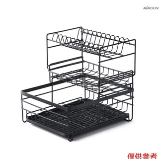 碗筷餐具收納瀝水架碗碟架 廚房置物架 砧板架 水杯架 刀架【三層黑色套裝】疊裝碗架
