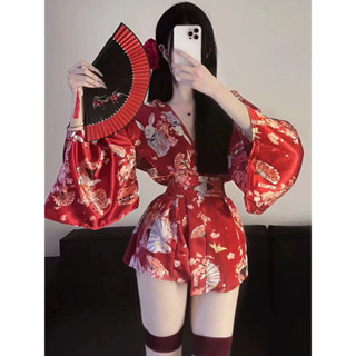 【1202人收藏】京都櫻花 日式和服睡衣女冰絲夏季性感溫泉浴袍睡裙套裝