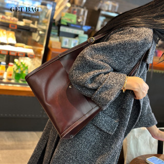 [GET BAG]2025新款託特包女士 大容量通懃真皮女包 百搭牛皮單肩包包水桶包