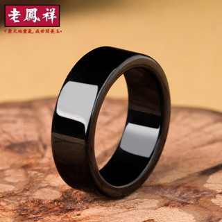 ヾ老鳯祥•‹附鑒定證書›正品天然A貨翡翠墨玉戒指男女情侶對戒玉石指環手飾玉器批發