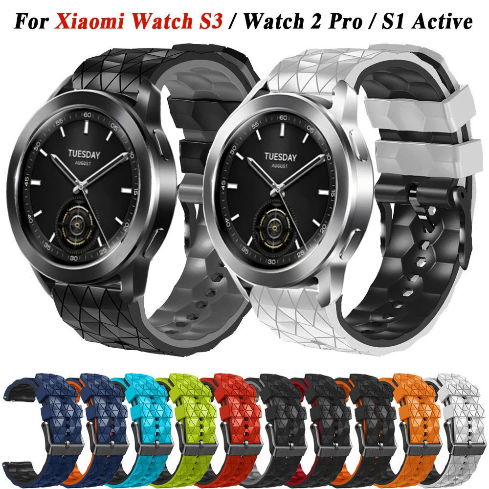 適用於小米手錶 S1 Pro/小米 Color 2/S3 S2 42 46mm智能手錶錶帶雙色硅膠22mm腕帶