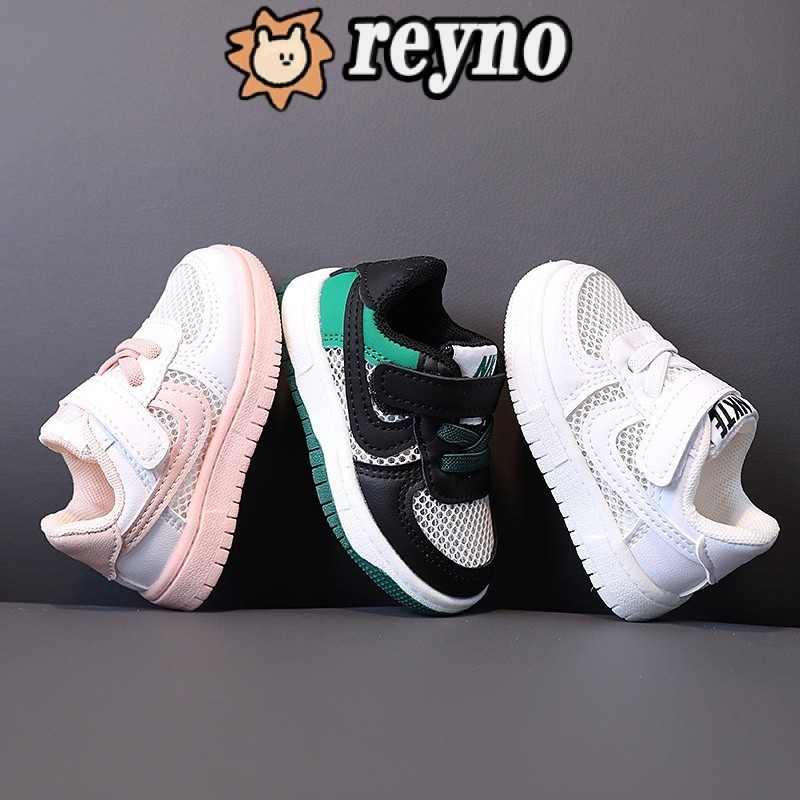 Reyno兒童網球鞋女童網面透氣休閒運動鞋兒童時尚學校運動鞋男童純色滑板鞋