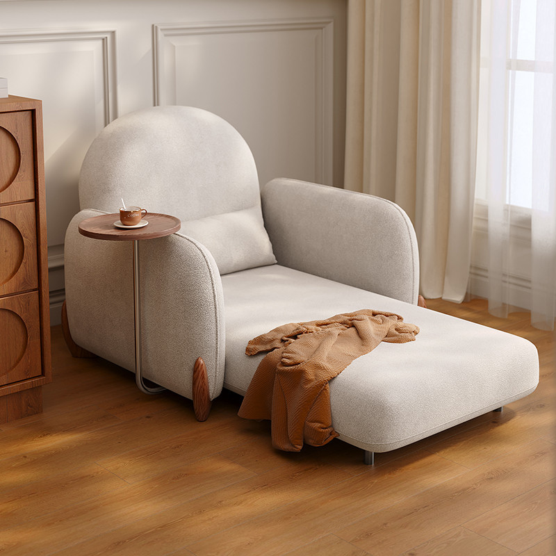 單人沙發床法式布藝奶油風小戶型陽台網紅款座卧兩用可摺疊沙發床
