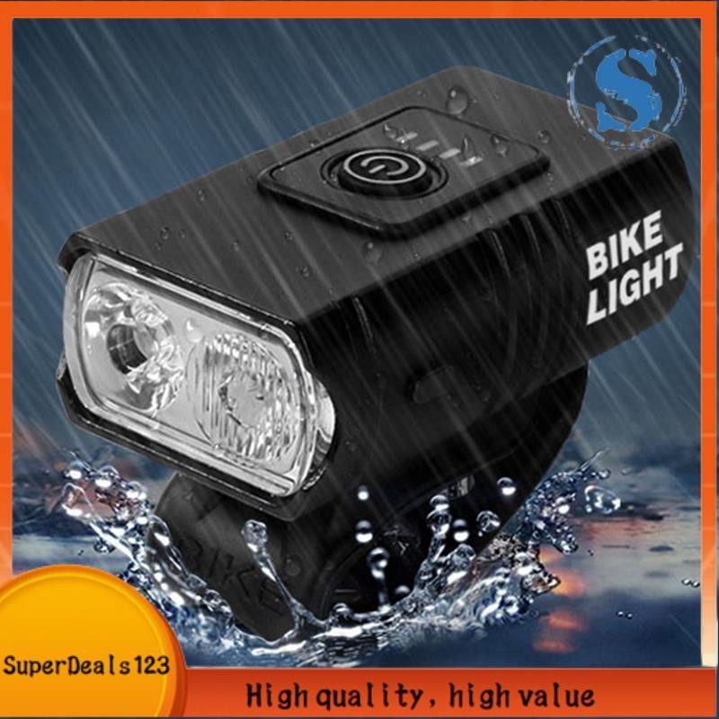 【SuperDeals123】1200Ma自行車頭燈T6充電量顯示燈近光燈山地自行車可充電