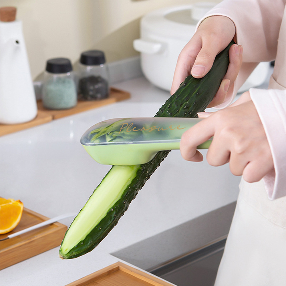 新款蔬菜削皮器水果不銹鋼削皮器帶容器多功能切割器便攜式削皮器廚房黃瓜工具