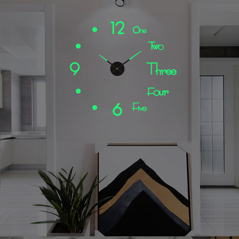 客廳創意夜光掛鐘 DIY亞克力數字立體時鐘 牆貼裝飾鍾