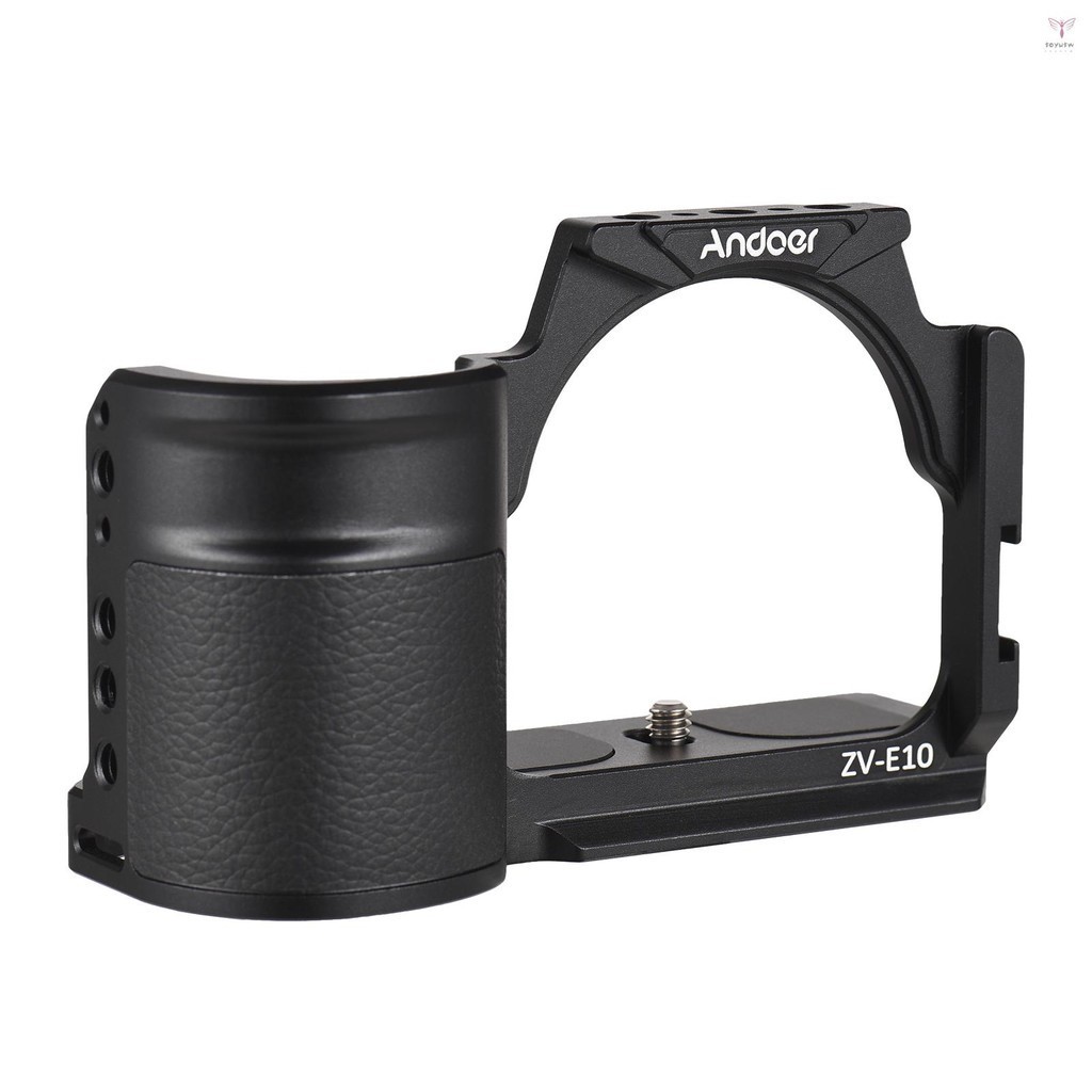 Andoer 攝像機籠鋁合金視頻籠,帶冷靴支架,多種 1/4 英寸螺紋更換,適用於 ZV-E10 Vlog 攝像機