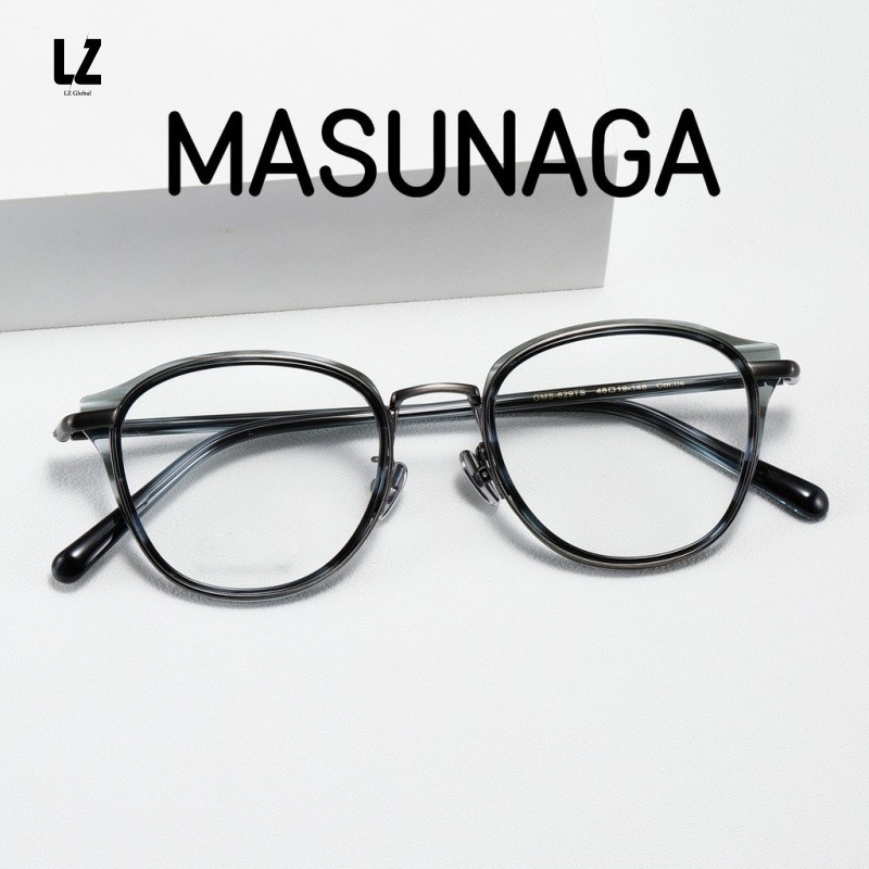 【LZ鈦眼鏡】增永MASUNAGA 闆材眼鏡框 純鈦眼鏡框 GMS629 係列經典藝文復古