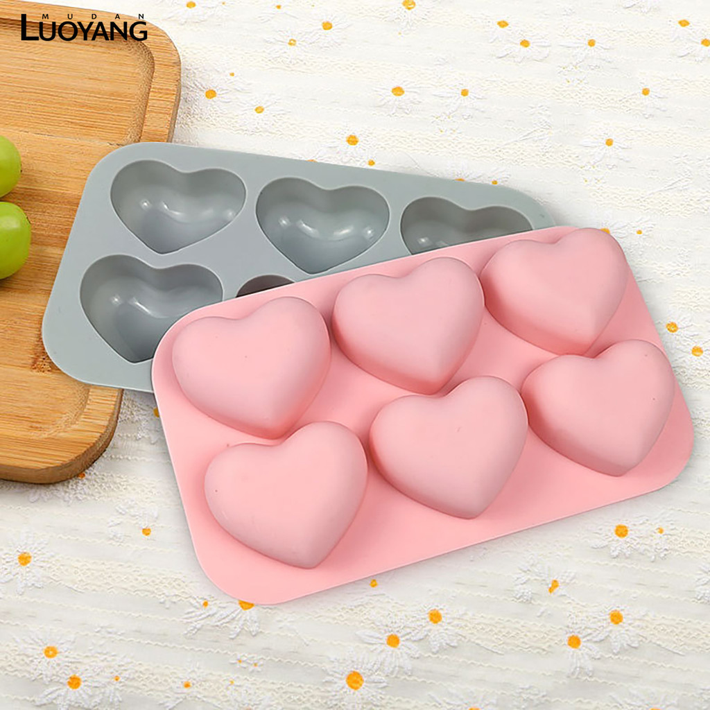 洛陽牡丹 DIY愛心桃心蛋糕烘焙模具 六連愛心慕斯巧克力矽膠模具