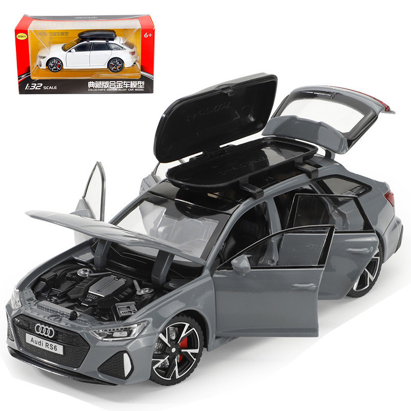 眾源興1/32奧迪RS6合金汽車模型滑行聲光瓦罐車旅行車仿真車盒裝