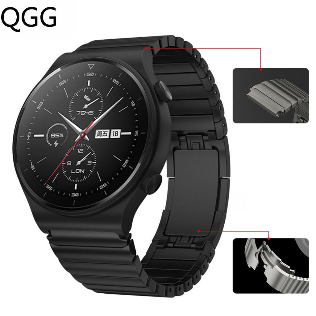 適用華為GT2 PRO表帶金屬GT2保時捷ECG鈦金灰鋼帶Watch3/4腕帶